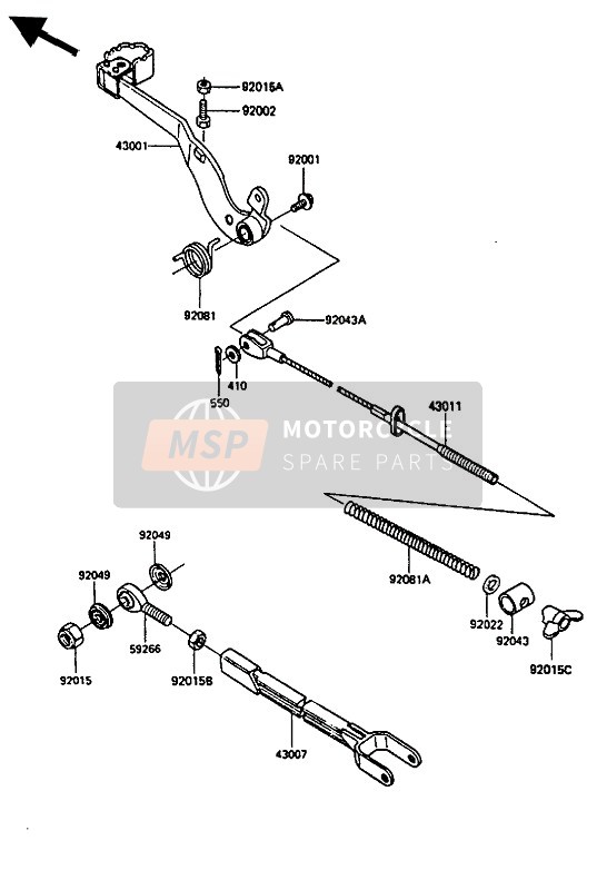 Kawasaki KX250 1985 Brake Pedal for a 1985 Kawasaki KX250