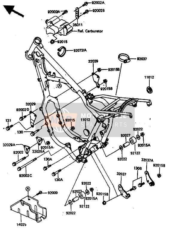 Kawasaki KX500 1985 Frame Fitting for a 1985 Kawasaki KX500