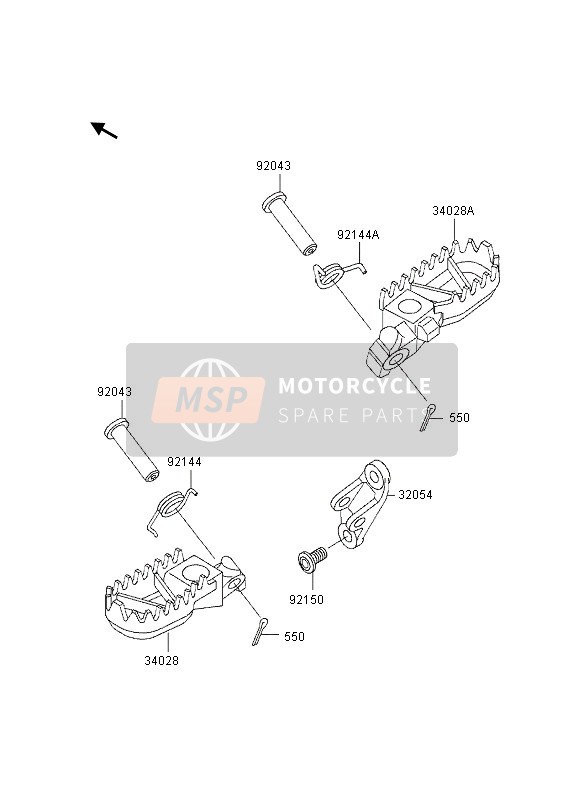 Kawasaki KX500 1997 Footrests for a 1997 Kawasaki KX500