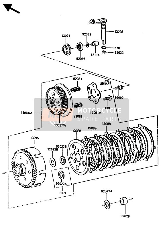 Kawasaki KX80 1986 Embrague para un 1986 Kawasaki KX80