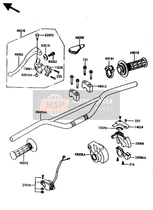 Kawasaki KX80 1986 Manubrio per un 1986 Kawasaki KX80