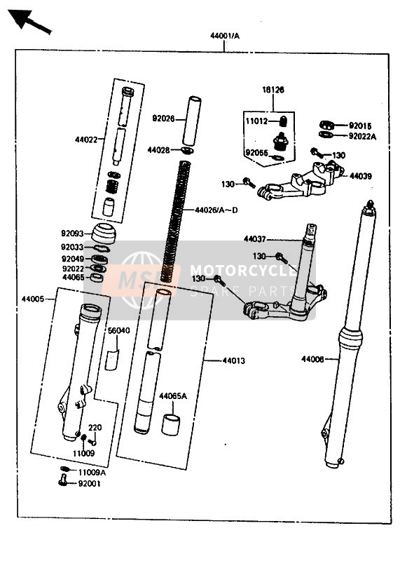 Kawasaki KX80 1986 Front Fork for a 1986 Kawasaki KX80