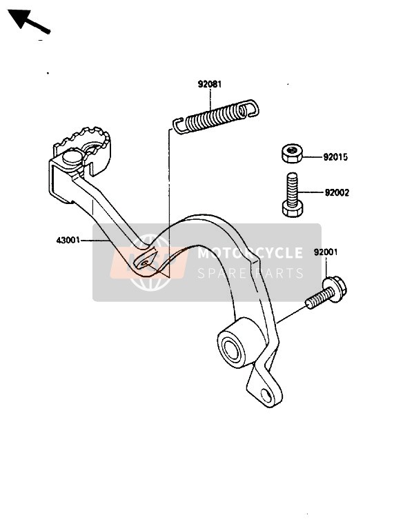 Kawasaki KX250 1986 Brake Pedal for a 1986 Kawasaki KX250