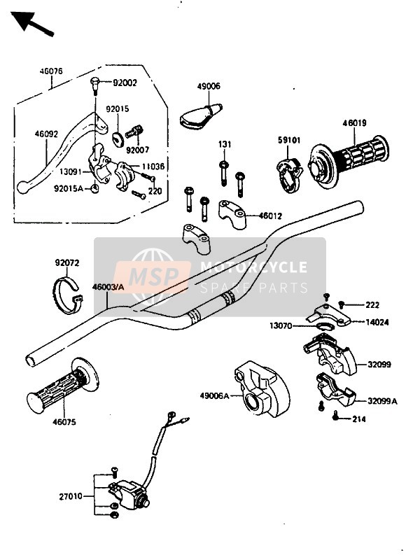 Kawasaki KX250 1986 Guidon pour un 1986 Kawasaki KX250