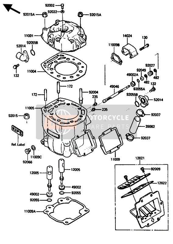 Kawasaki KX500 1986 Cylinder Head & Cylinder for a 1986 Kawasaki KX500