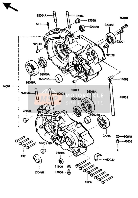 Kawasaki KX500 1986 KURBELGEHÄUSE für ein 1986 Kawasaki KX500