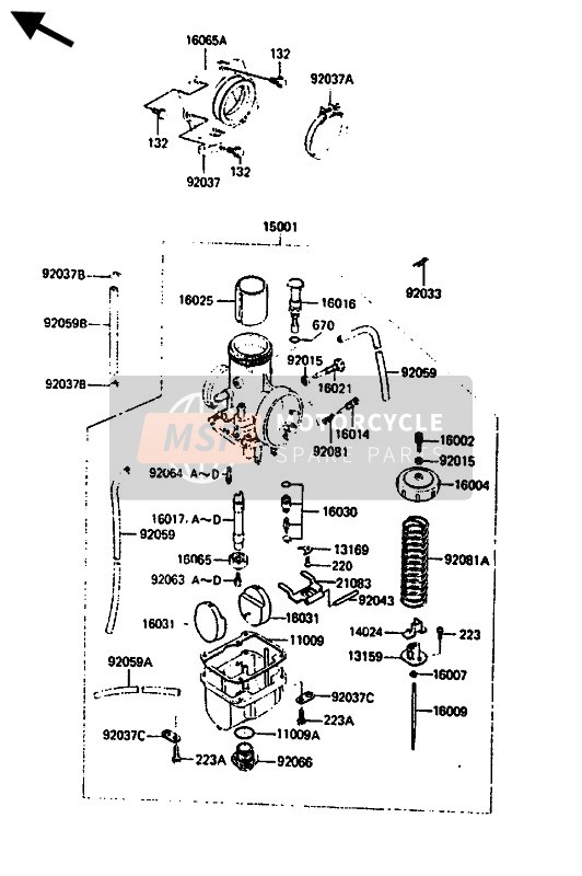 Kawasaki KX500 1986 Carburettor for a 1986 Kawasaki KX500