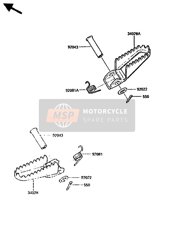 Kawasaki KX500 1986 FUSSRASTE für ein 1986 Kawasaki KX500