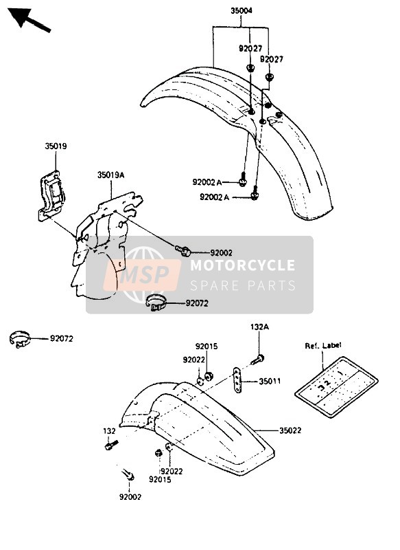 Kawasaki KX500 1986 Fender for a 1986 Kawasaki KX500