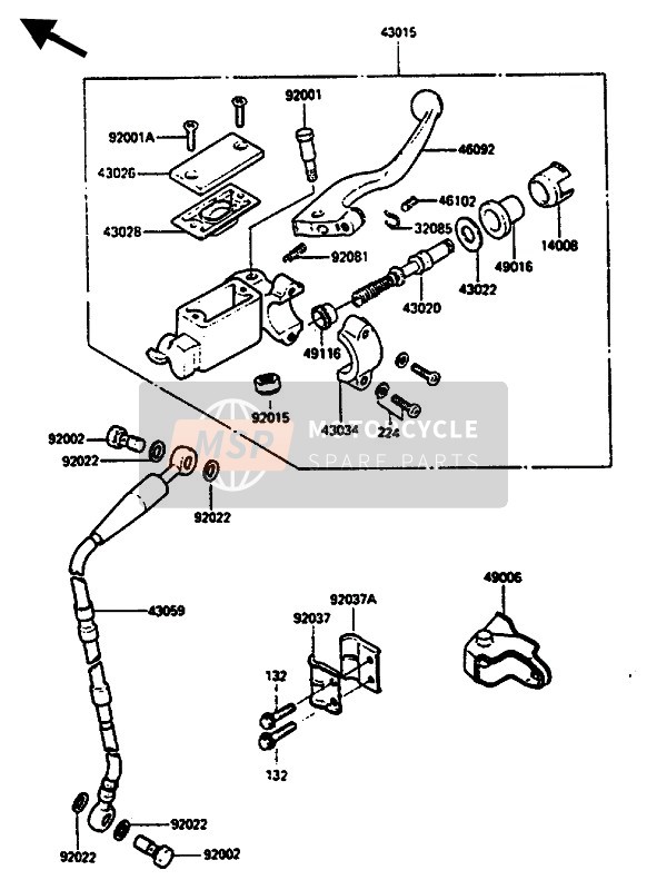 Kawasaki KX500 1986 Front Master Cylinder for a 1986 Kawasaki KX500