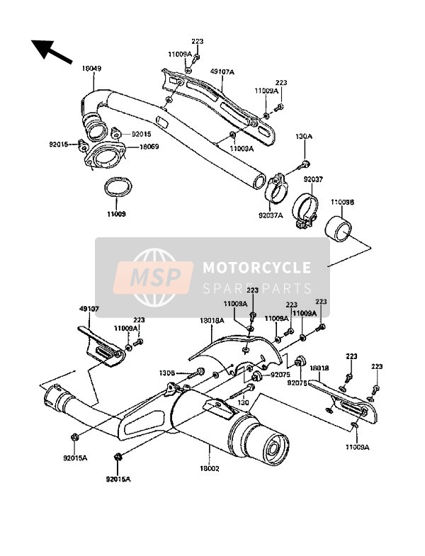 491071100, COVER-EXHAUST Pipe,Fr, Kawasaki, 1