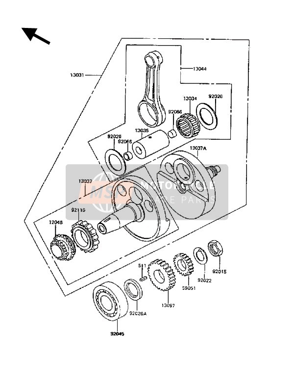 Kawasaki KLR600 1988 Crankshaft for a 1988 Kawasaki KLR600