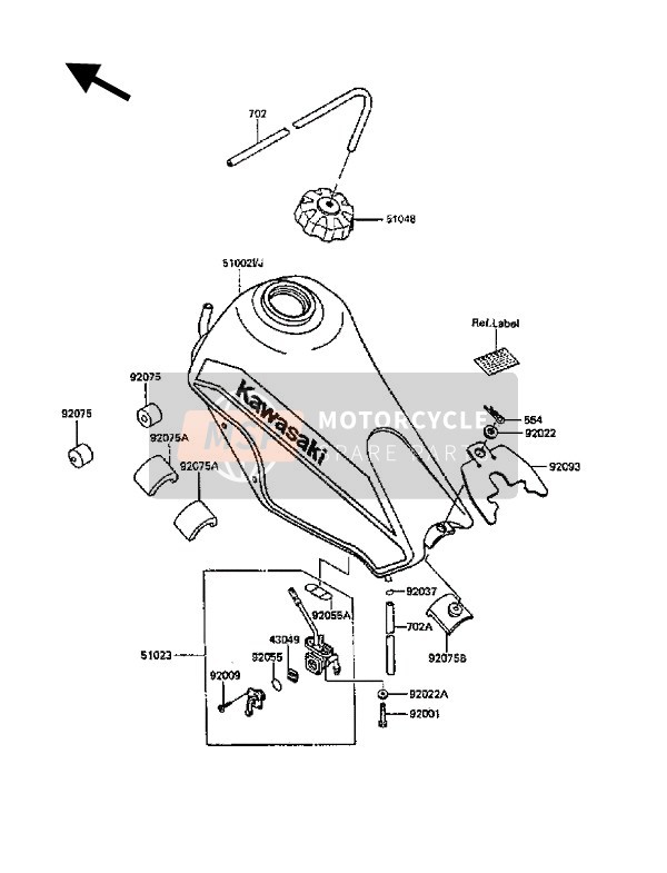 Kawasaki KLR600 1988 Fuel Tank for a 1988 Kawasaki KLR600