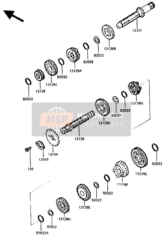 131291886, Gear, Input 5TH, 25T, Kawasaki, 1