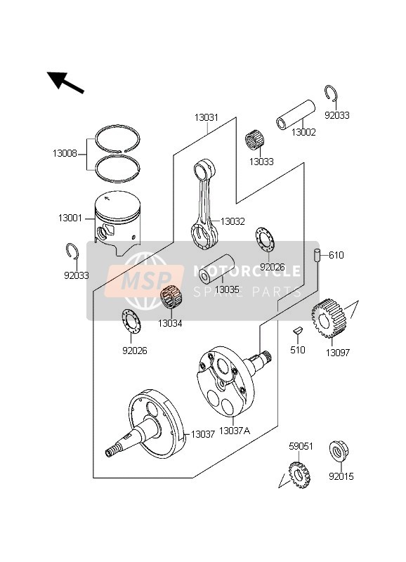 Kawasaki KDX200 1998 Crankshaft & Piston for a 1998 Kawasaki KDX200