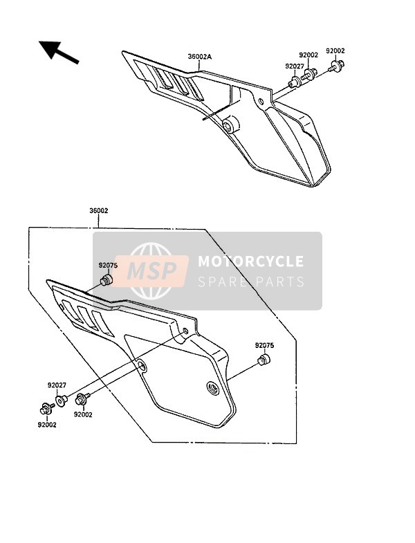 Kawasaki KX80 1988 SEITLICHE ABDECKUNGEN für ein 1988 Kawasaki KX80