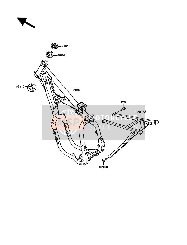 Kawasaki KX250 1988 Cadre pour un 1988 Kawasaki KX250