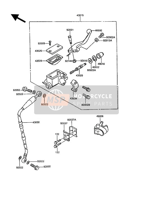 Kawasaki KX250 1988 HAUPTZYLINDER VORNE für ein 1988 Kawasaki KX250