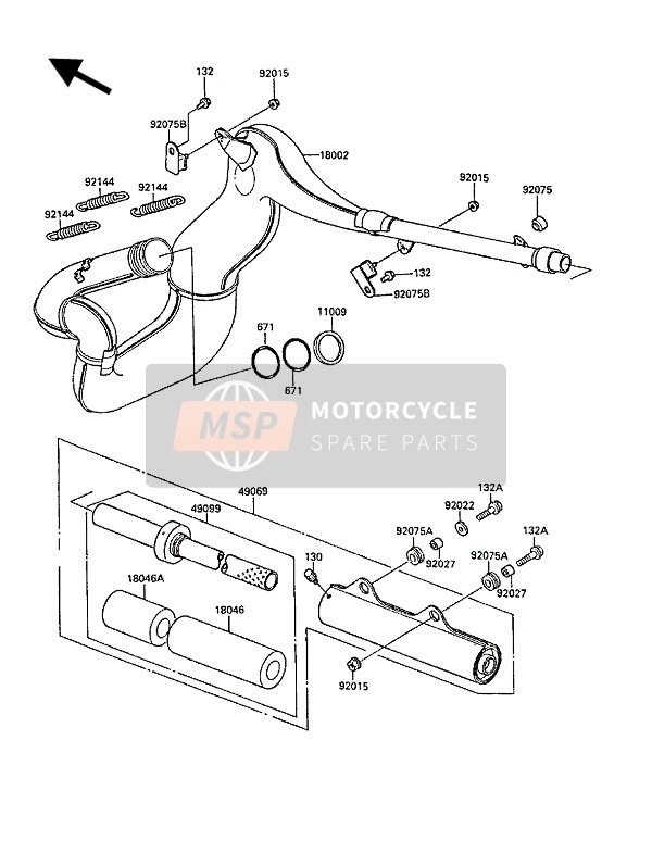 Kawasaki KX500 1988 Geluiddemper(S) voor een 1988 Kawasaki KX500