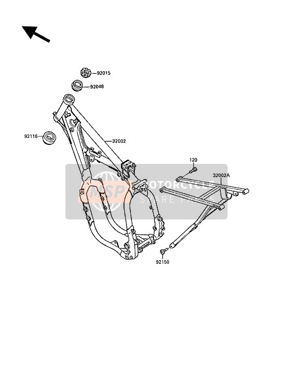 Kawasaki KX500 1988 Cadre pour un 1988 Kawasaki KX500