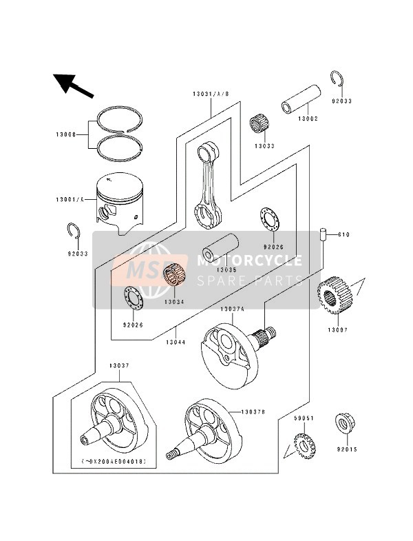 Kawasaki KDX200 1989 Crankshaft & Piston for a 1989 Kawasaki KDX200