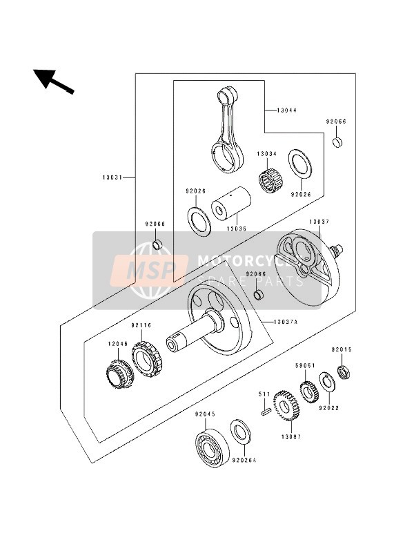 130351066, PIN-CRANK, Kawasaki, 0