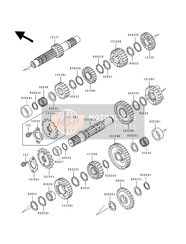 131271147, SHAFT-TRANSMISSION Input,15T, Kawasaki, 0