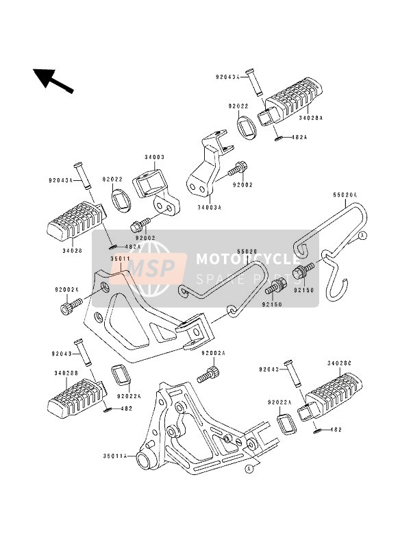 920431328, Stift Fussraste 6X38,, Kawasaki, 2