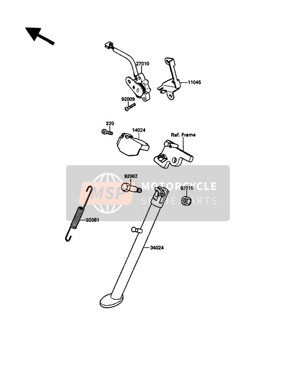 340241221CE, STAND-SIDE, Silver N25, Kawasaki, 0