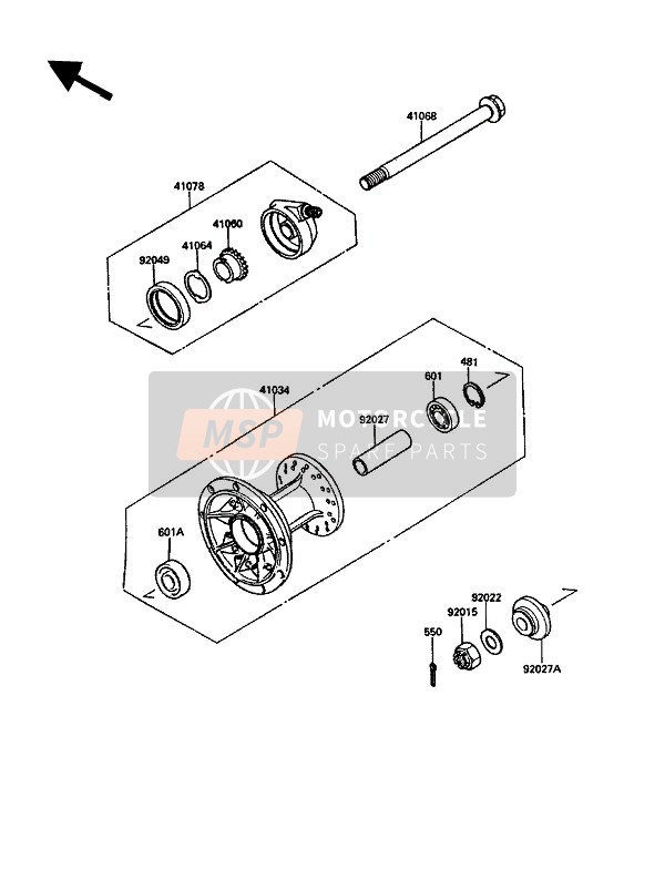 Kawasaki KLR500 1989 Front Hub for a 1989 Kawasaki KLR500