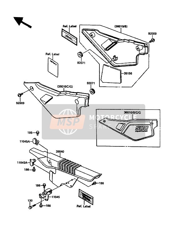 Kawasaki KLR500 1989 Side Covers & Chain Cover for a 1989 Kawasaki KLR500