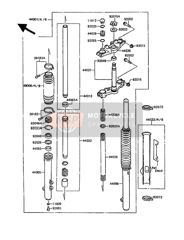 4403350116W, Patte Phare KMX125 B4, Kawasaki, 0