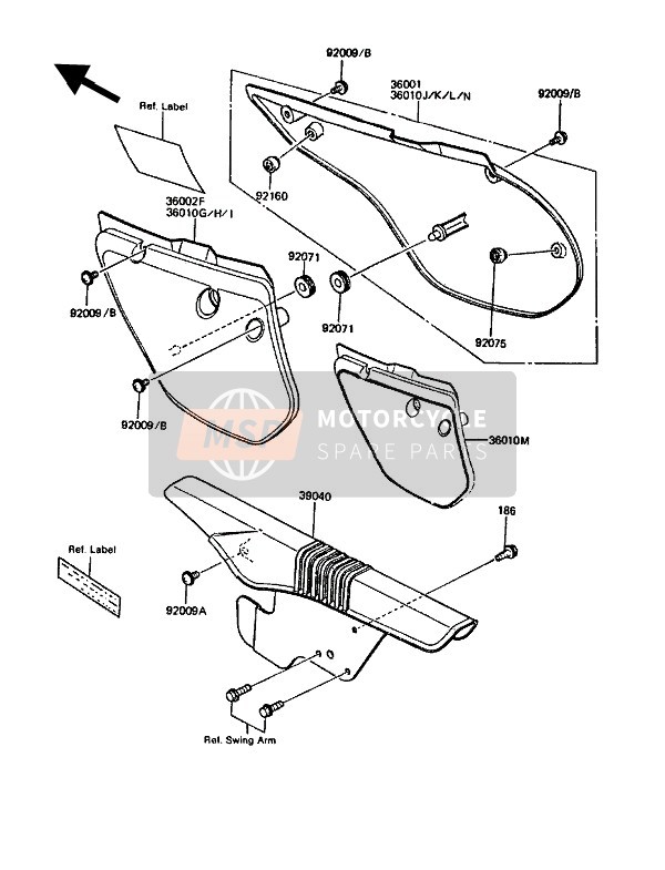 Kawasaki KMX125 1989 Side Covers & Chain Cover for a 1989 Kawasaki KMX125