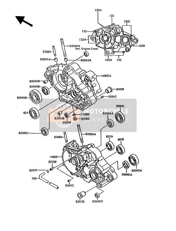 Kawasaki KMX200 1989 Crankcase for a 1989 Kawasaki KMX200