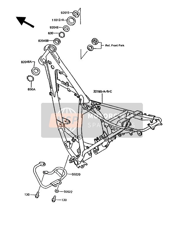 Kawasaki KMX200 1989 Frame for a 1989 Kawasaki KMX200