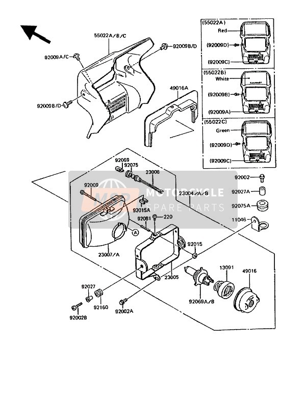 5502250066W, Plaque Phare KMX200 A, Kawasaki, 0