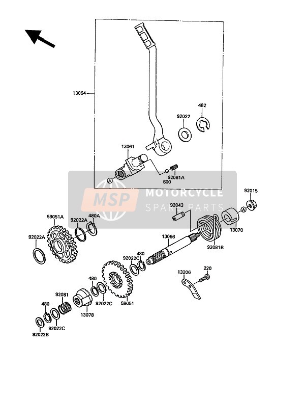 Kawasaki KR-1 (2) 1989 Kick Start Mechanism for a 1989 Kawasaki KR-1 (2)