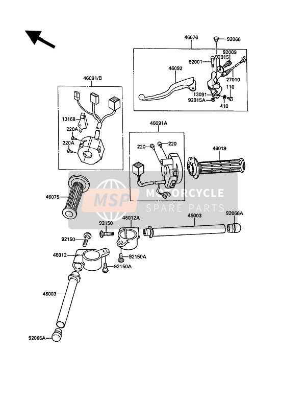 460751028, Grip,Lh, Kawasaki, 0