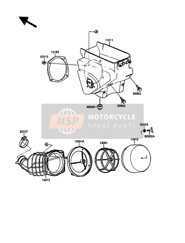 Kawasaki KX125 1989 Purificateur d'air pour un 1989 Kawasaki KX125