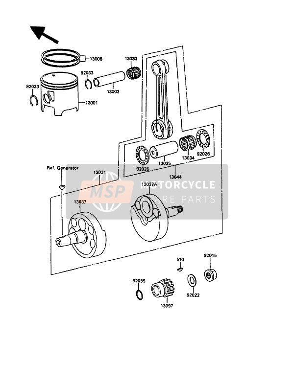 Kawasaki KX125 1989 Vilebrequin & Piston(S) pour un 1989 Kawasaki KX125