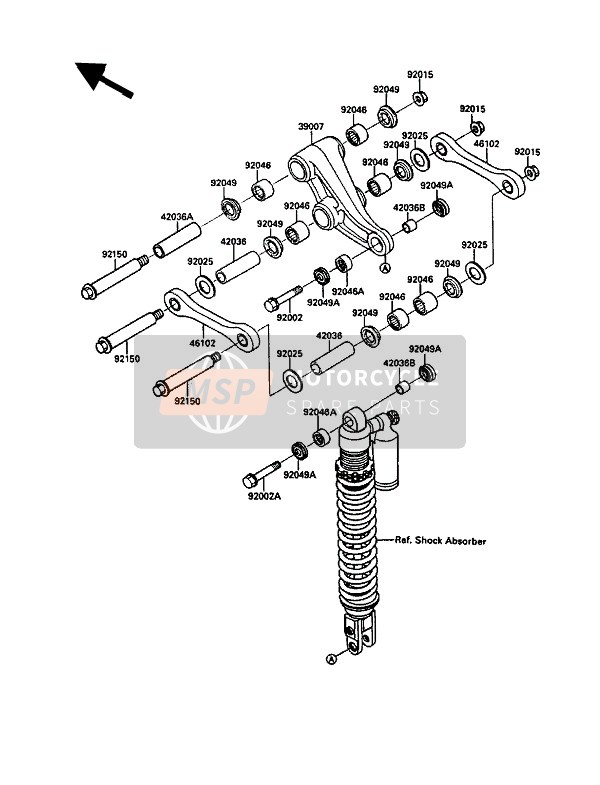 Kawasaki KX125 1989 Suspensie voor een 1989 Kawasaki KX125