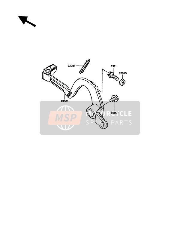 Kawasaki KX125 1989 Pédale de frein pour un 1989 Kawasaki KX125