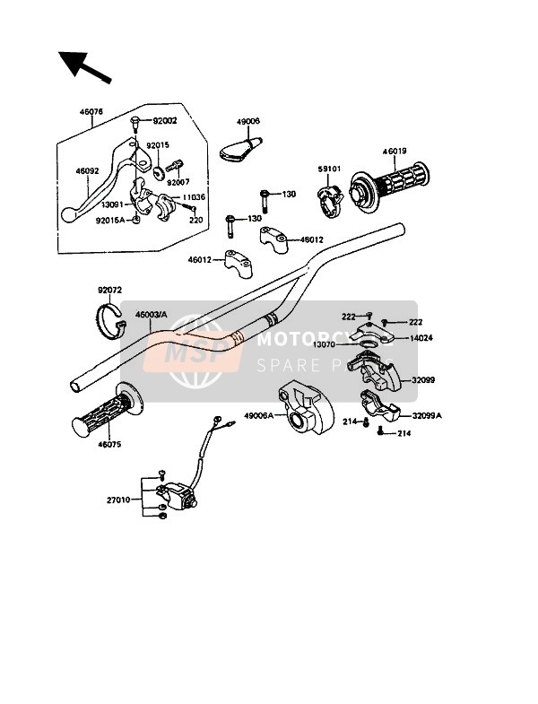 Kawasaki KX125 1989 Handlebar for a 1989 Kawasaki KX125