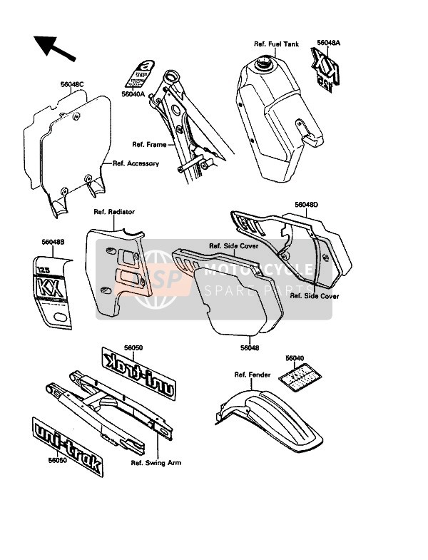 Kawasaki KX125 1989 Labels for a 1989 Kawasaki KX125