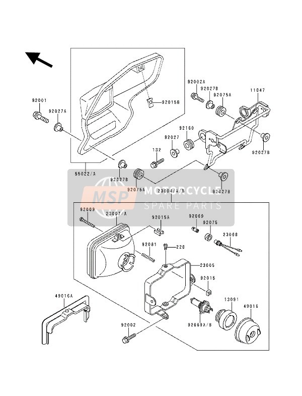 Kawasaki KDX125 1990 Headlamp for a 1990 Kawasaki KDX125