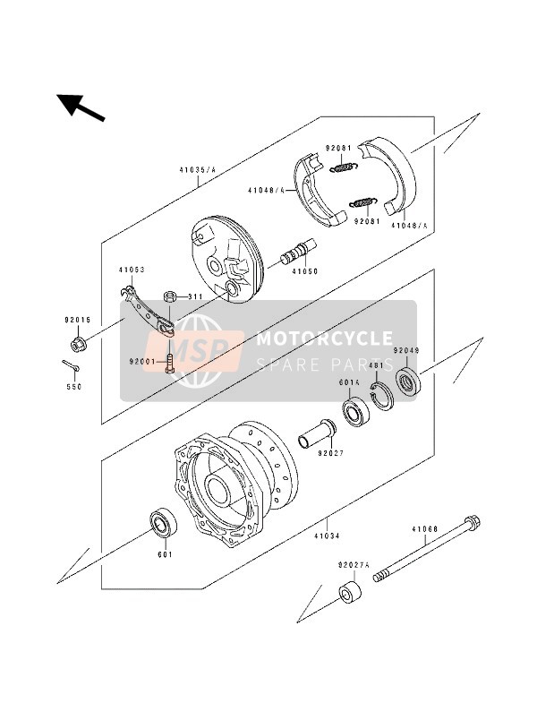 Kawasaki KX60 1990 Front Hub for a 1990 Kawasaki KX60