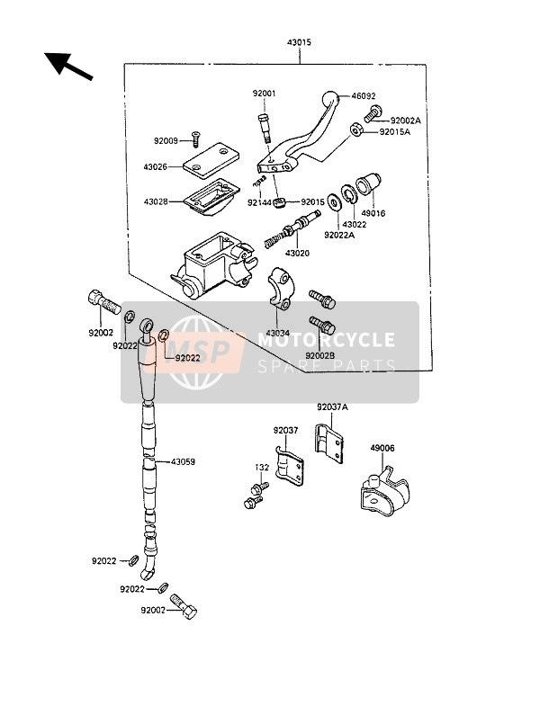 Kawasaki KX80 1990 Front Master Cylinder for a 1990 Kawasaki KX80