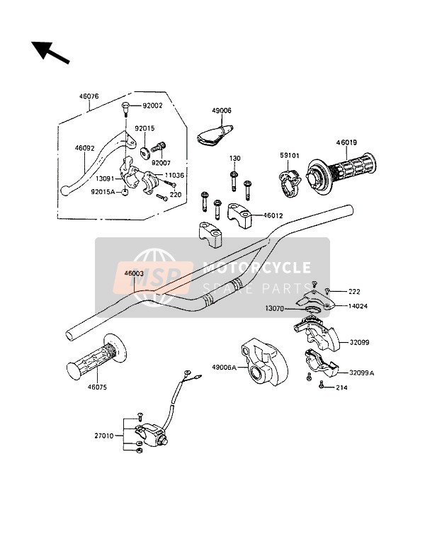 Kawasaki KX80 1990 Handlebar for a 1990 Kawasaki KX80