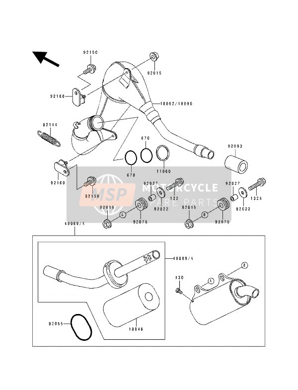 920551461, RING-O,Baffle Pijp KX125-H1, Kawasaki, 1