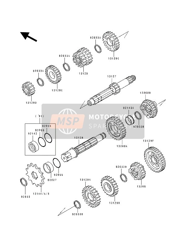 132601155, Gear,Output 5TH,25T, Kawasaki, 1